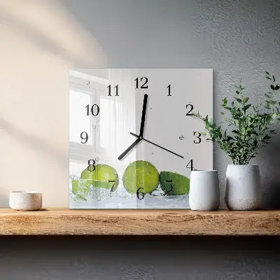 Kvadratinis sieninis laikrodis Žaliosios citrinos