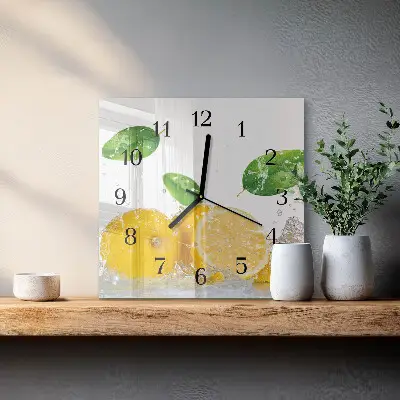 Kvadratinis sieninis laikrodis Citrusiniai vaisiai