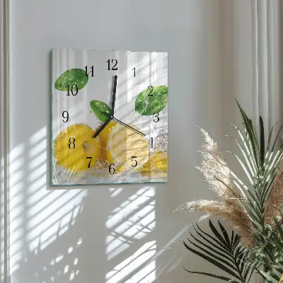 Kvadratinis sieninis laikrodis Citrusiniai vaisiai