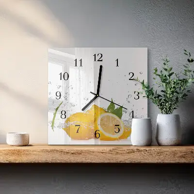 Kvadratinis sieninis laikrodis Citrinos