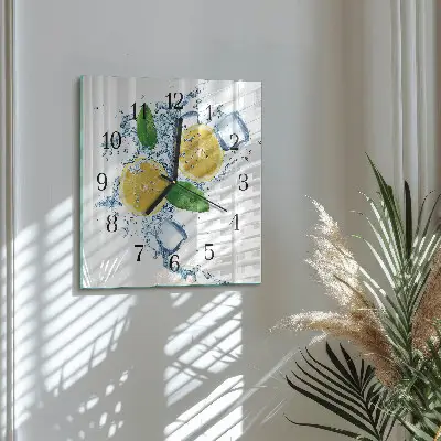 Kvadratinis sieninis laikrodis Citrusiniai vaisiai