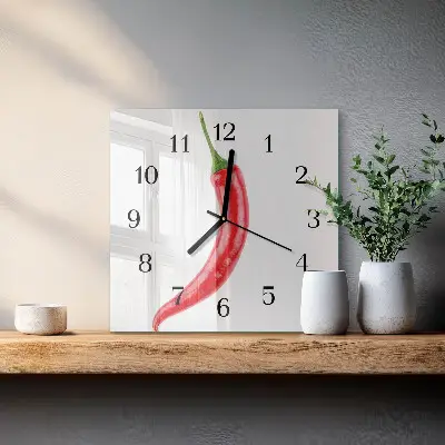 Kvadratinis sieninis laikrodis Čili pipirai