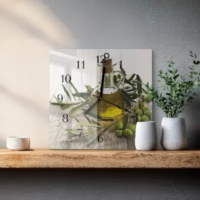 Kvadratinis sieninis laikrodis Alyvuogių aliejus