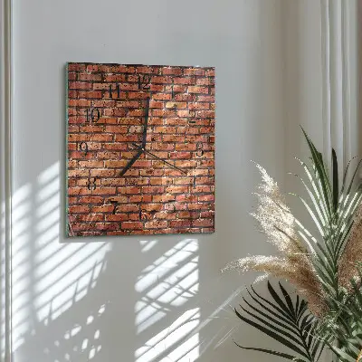 Kvadratinis sieninis laikrodis Plytų siena
