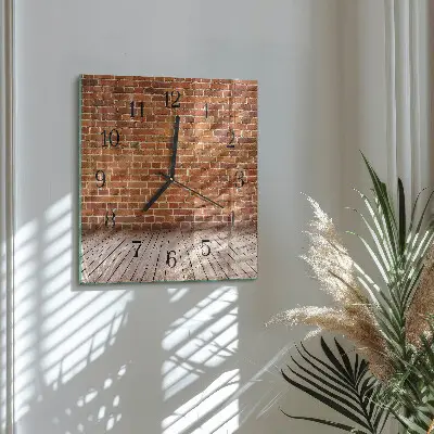 Kvadratinis sieninis laikrodis Plytų siena