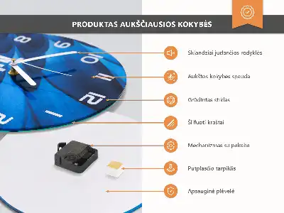 Apvalus laikrodis iš stiklo Kavos pupelės