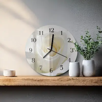 Apvalus laikrodis iš stiklo Balta rožė
