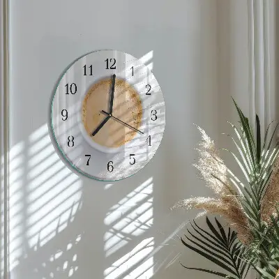 Apvalus laikrodis iš stiklo Puodelis kavos