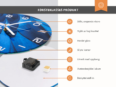 Apvalus laikrodis iš stiklo Plyta