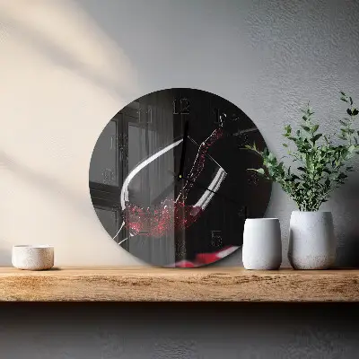 Apvalus laikrodis iš stiklo Vynas