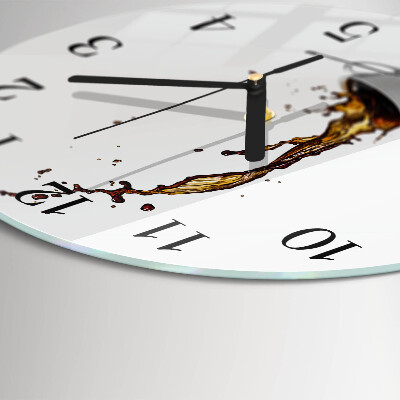 Apvalus laikrodis iš stiklo Kava