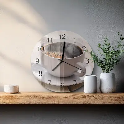 Apvalus laikrodis iš stiklo Kava