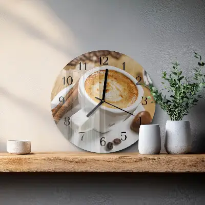 Apvalus laikrodis iš stiklo Kava