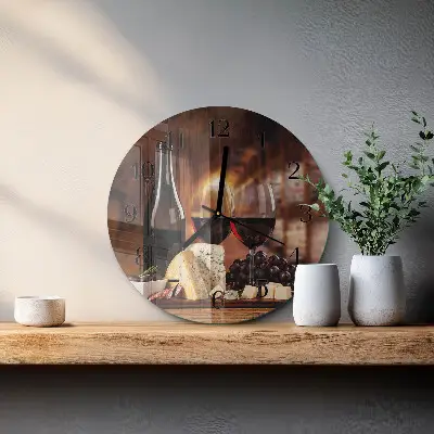 Apvalus laikrodis iš stiklo Vynas