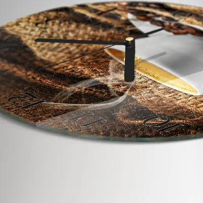 Apvalus laikrodis iš stiklo Kavos pupelės