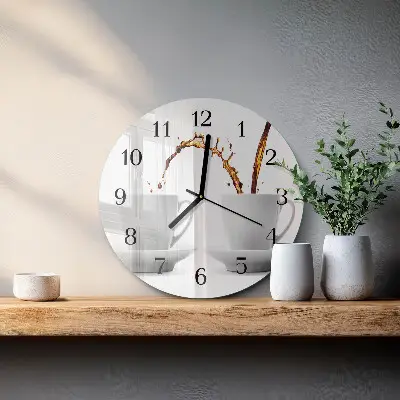Apvalus laikrodis iš stiklo Puodeliai kavos