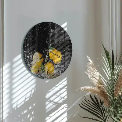 Apvalus laikrodis iš stiklo Citrinos