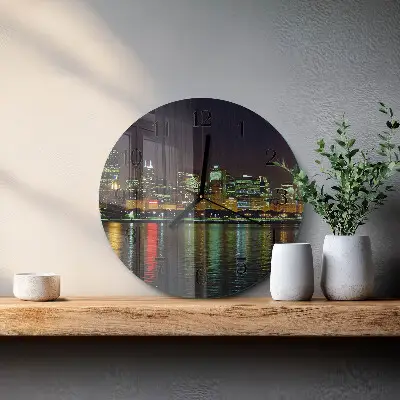 Apvalus laikrodis iš stiklo Horizontas