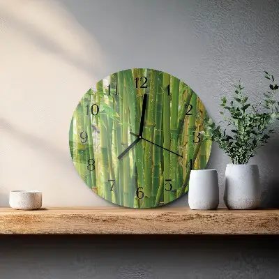 Apvalus laikrodis iš stiklo Bambukas