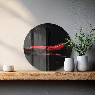 Apvalus sieninis laikrodis Čili pipirai