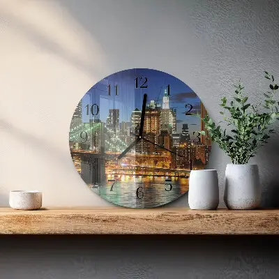 Apvalus laikrodis iš stiklo Horizontas