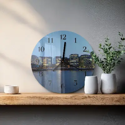 Apvalus laikrodis iš stiklo Horizontas