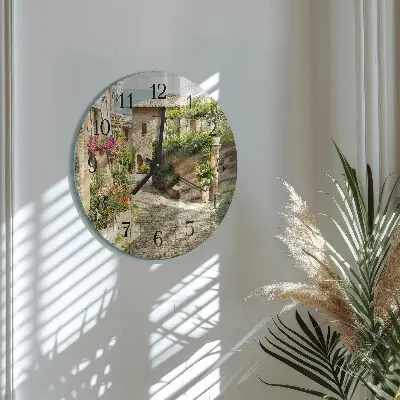 Apvalus laikrodis iš stiklo Gėlių alėja