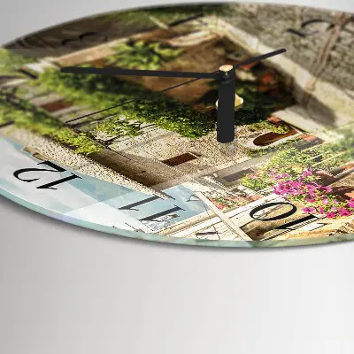 Apvalus laikrodis iš stiklo Gėlių alėja