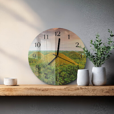 Apvalus sieninis laikrodis Kraštovaizdis