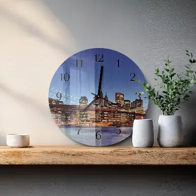 Apvalus laikrodis iš stiklo Horizontalus tiltas