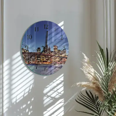 Apvalus laikrodis iš stiklo Horizontalus tiltas