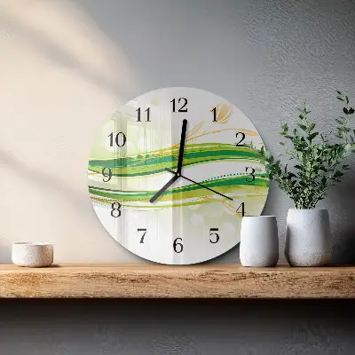 Apvalus laikrodis iš stiklo Abstrakčios linijos