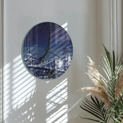 Apvalus laikrodis iš stiklo Horizontas