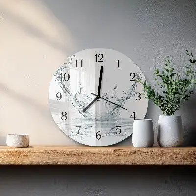 Apvalus laikrodis iš stiklo Vanduo