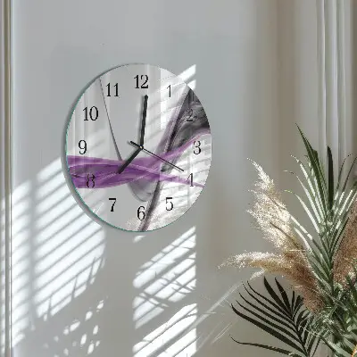Apvalus laikrodis iš stiklo Abstraktūs dūmai