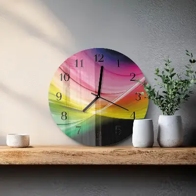 Apvalus laikrodis iš stiklo Abstrakčios linijos