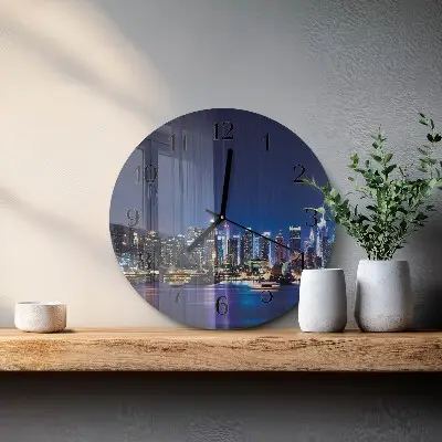Apvalus laikrodis iš stiklo Horizontas