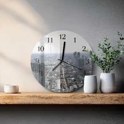 Apvalus laikrodis iš stiklo Horizontas