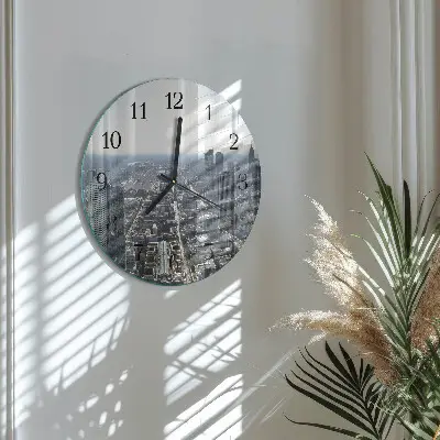 Apvalus laikrodis iš stiklo Horizontas