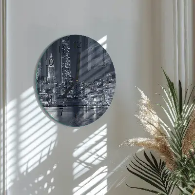 Apvalus laikrodis iš stiklo Horizontas