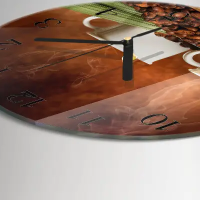 Apvalus laikrodis iš stiklo Puodeliai kavos