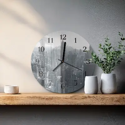 Apvalus laikrodis iš stiklo Horizontas