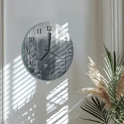 Apvalus laikrodis iš stiklo Horizontas