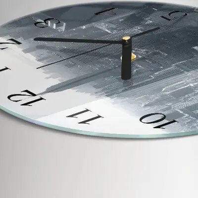 Apvalus laikrodis iš stiklo Horizontas