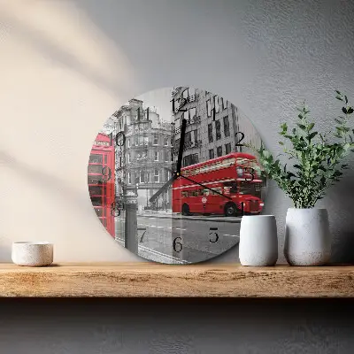 Apvalus sieninis laikrodis Raudonas autobusas