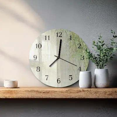 Apvalus laikrodis iš stiklo Bambukas