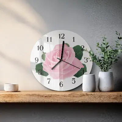 Apvalus laikrodis iš stiklo Rožė