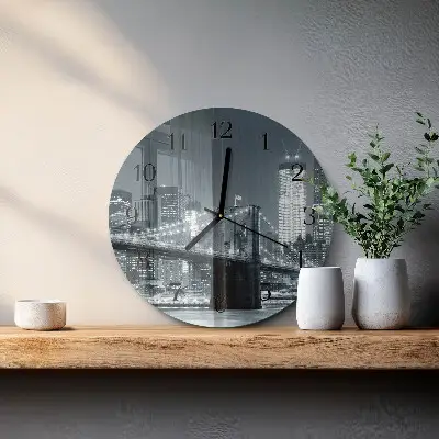 Apvalus laikrodis iš stiklo Horizontalus tiltas