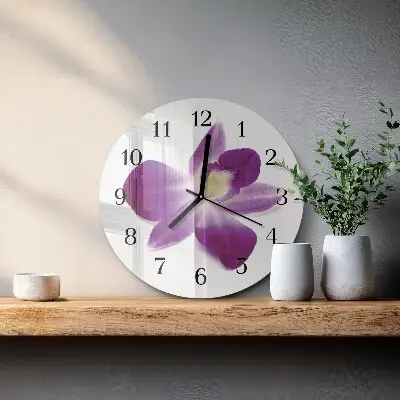 Apvalus laikrodis iš stiklo Orchidėjos žiedas