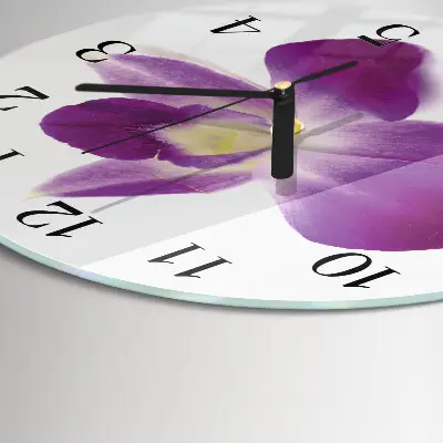 Apvalus laikrodis iš stiklo Orchidėjos žiedas
